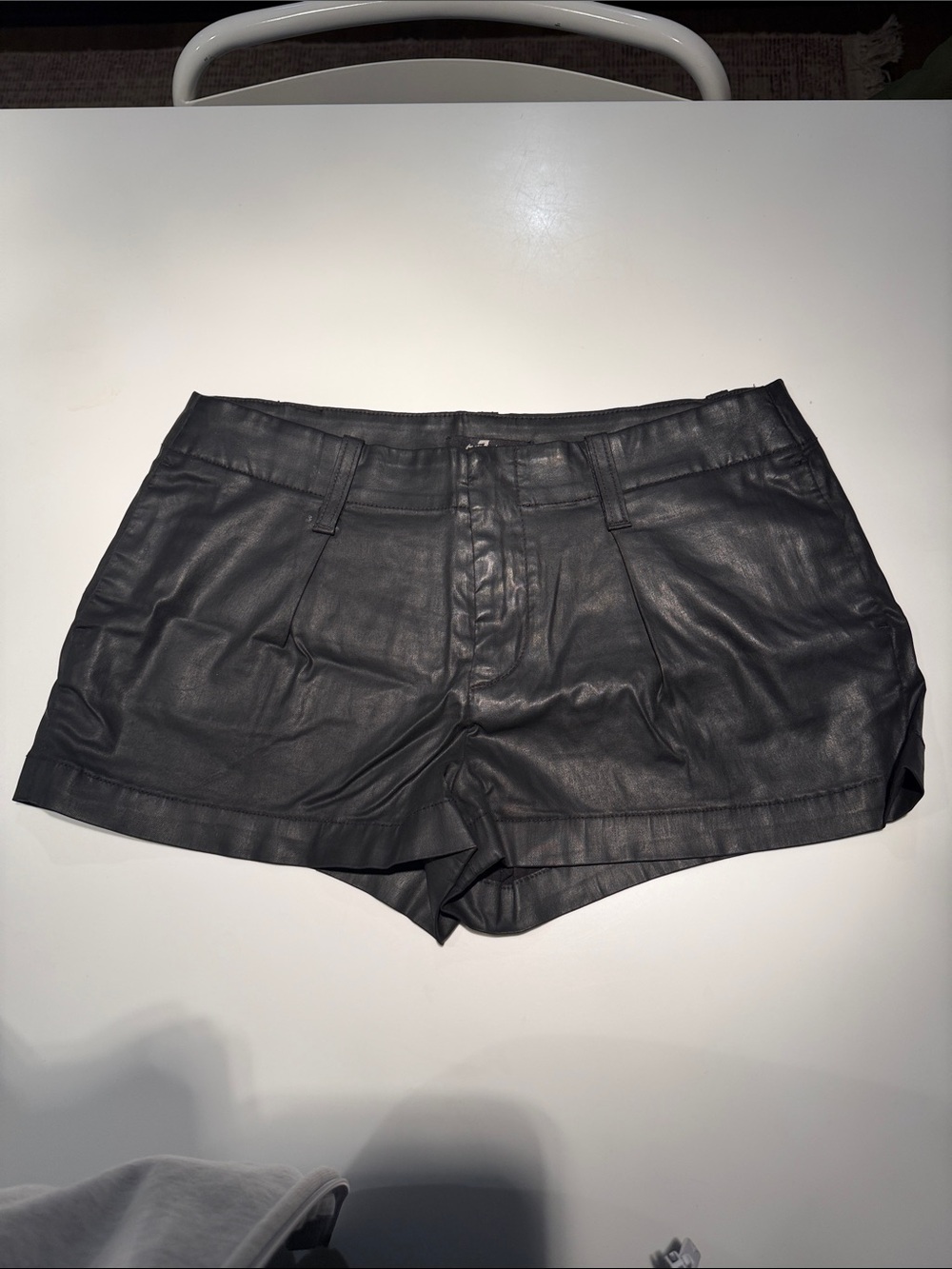 7 For All Mankind Black Faux Leather Bermuda Shorts